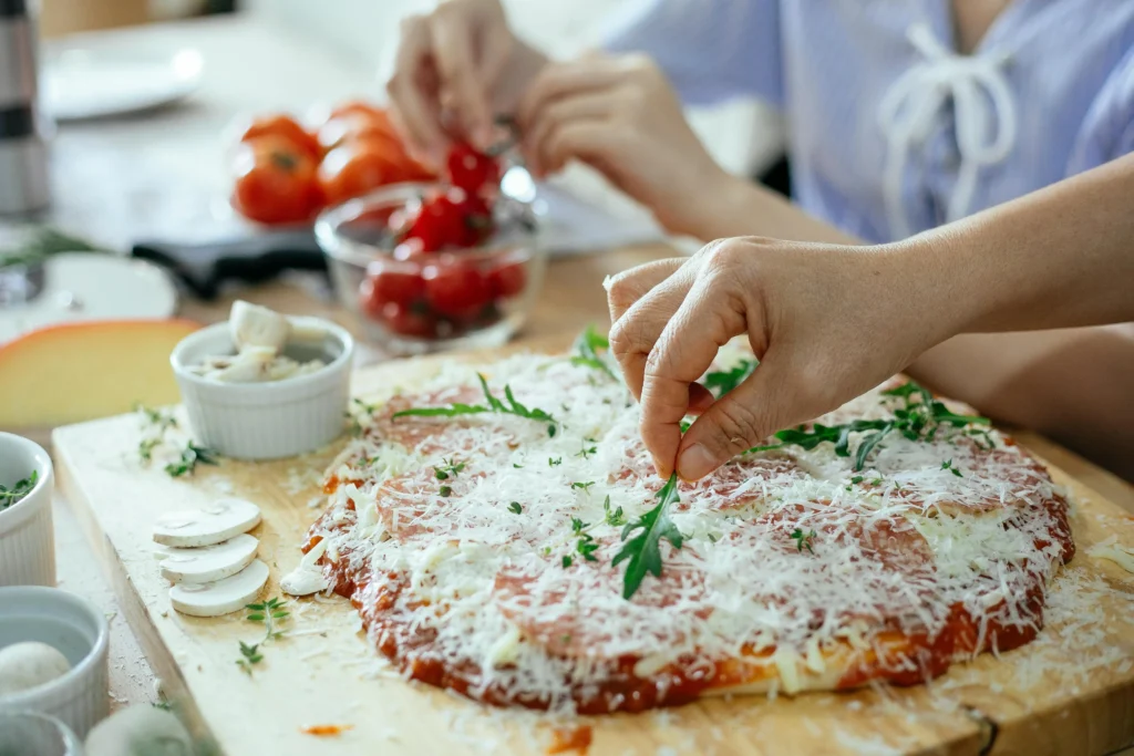 Assembling and Baking Your Vegetarian Thin Crust Pizza